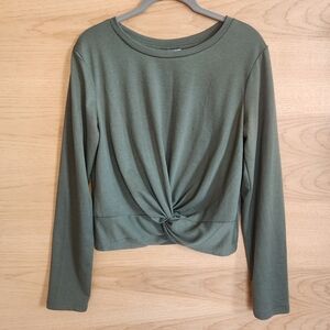 IVOIRE ANTHROPOLOGIE GREEN TWIST FRONT LONG SLEEVE SHIRT PULLOVER SIZE M / L